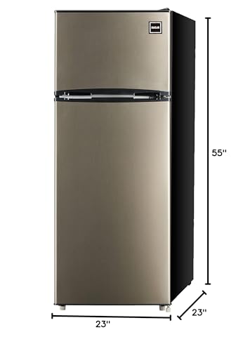 RCA RFR725 2 Door Apartment Size Refrigerator with Freezer, Stainless,7.5 cu ft