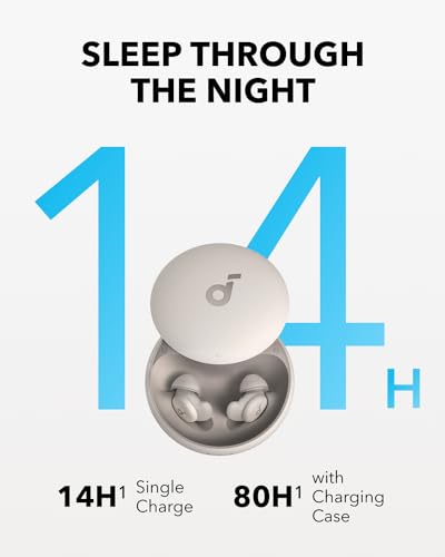 Soundcore Sleep A20 by Anker Sleep Earbuds, Noise Blocking Sleep Headphones, Small Design for Side Sleepers, 80H Playtime, Stream Content via Bluetooth 5.3, Sleep Monitor, Personal Alarm