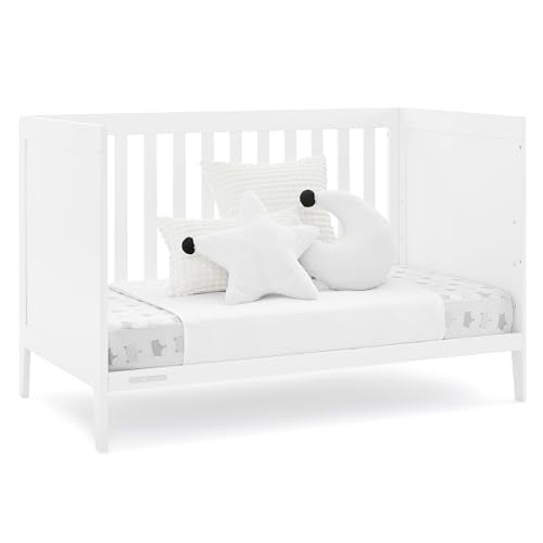 Delta Children Hayes 4-in-1 Convertible Crib - Greenguard Gold Certified, Bianca White