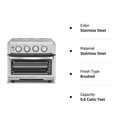 Cuisinart Air Fryer + Convection Toaster Oven, 8-1 Oven with Bake, Grill, Broil & Warm Options, Stainless Steel, TOA-70