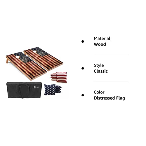 Tailgating Pros Regulation Cornhole Boards Flag Set - Includes 8 Bean Bags, Carrying Cases, and 4'x2' Corn Hole Toss Game