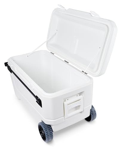 Igloo MaxCold Glide Coolers 110 QT, Insulated Portable Rolling Cooler with Soft Ride Wheels, 168 Can Capacity, Leak-Proof, 5-day Ice Retention