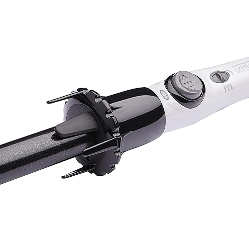 KISS Instawave Deluxe Automatic Rotating Curling Iron, Patented Automotic Spinner, 2-Way Rotation, 1” Ceramic Ionic Wand, Dual Heat Settings, 420° Max Temperature, Black & White