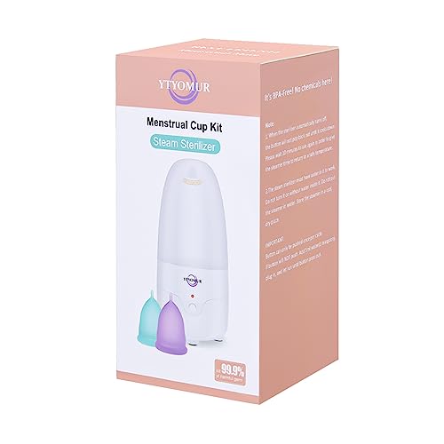 YTYOMUR Menstrual Cup Steamer Sterilizer with 2 Reusable Menstrual Cups, Period Cups Cleaner Wash Kit