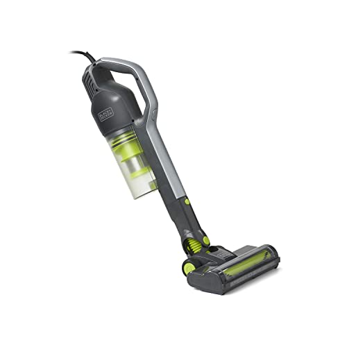 BLACK+DECKER BDXMSV009G Stick Vacuum Cleaner Brush-Bagless, Corded 480-Watt Motor, Power Suction 16kPa, Swivel Steering, Unlimited Runtime, Green/Gray