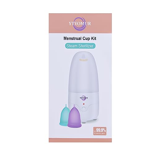 YTYOMUR Menstrual Cup Steamer Sterilizer with 2 Reusable Menstrual Cups, Period Cups Cleaner Wash Kit