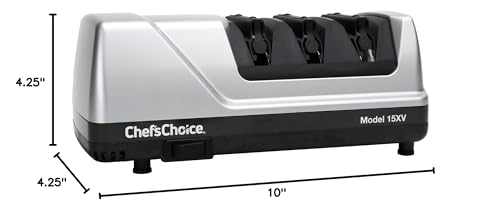 Chef'sChoice 15XV EdgeSelect Professional Electric Knife Sharpener with 100-Percent Diamond Abrasives and Precision Angle Guides for Straight Edge and Serrated Knives, 3-Stage, Gray