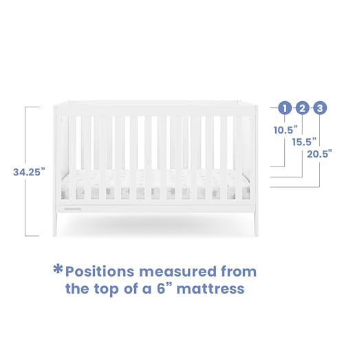 Delta Children Hayes 4-in-1 Convertible Crib - Greenguard Gold Certified, Bianca White