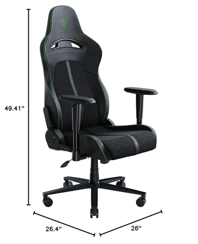 Razer Enki X Essential Gaming Chair: All-Day Comfort - Built-in Lumbar Arch - Optimized Cushion Density - Dual-Textured, Eco-Friendly Synthetic Leather - Adjustable 152-degree Recline - Black