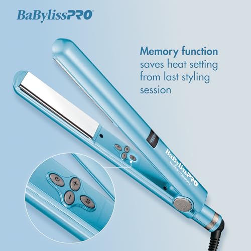 BaBylissPRO Nano Titanium Flat Iron Hair Straightener, 1" Digital Hair Straightener Iron for Professional Salon Results and All Hair Types