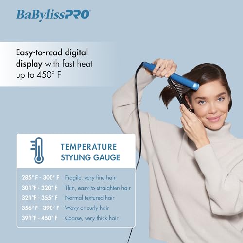 BaBylissPRO Nano Titanium Flat Iron Hair Straightener, 1" Digital Hair Straightener Iron for Professional Salon Results and All Hair Types