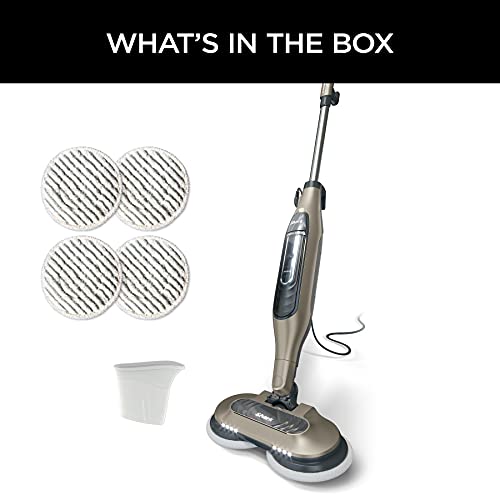 Shark S7001 Mop, Scrub & Sanitize at The Same Time, Designed for Hard Floors, with 4 Dirt Grip Soft Scrub Washable Pads, 3 Steam Modes & LED Headlights, Gold