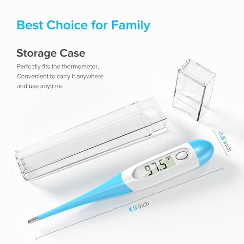 Thermometer for Adults with 10 Seconds Fast Accurate Reading, Baby Thermometer for Oral, Rectal or Under Arm Use, Digital Thermometer with Fever Alarm, Large LCD Display