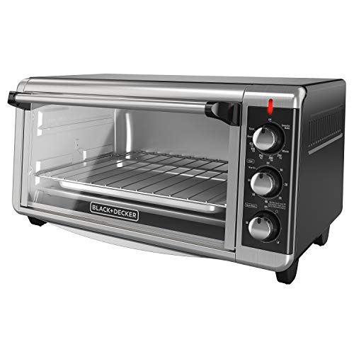 BLACK+DECKER 8-Slice Extra Wide Convection Toaster Oven, TO3250XSB, Fits 9"x13" Oven Pans and 12" Pizza, Stainless Steel/Black