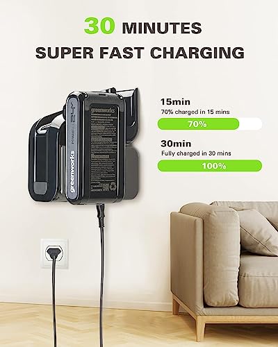 Greenworks 24V Brushless Cordless Stick Vacuum, Lightweight, Handheld, Pet, Anti-Allergen HEPA Filtration, Hard Floor, Carpet, Car, 4Ah Battery, and 30-Minute Charge Time (Green)