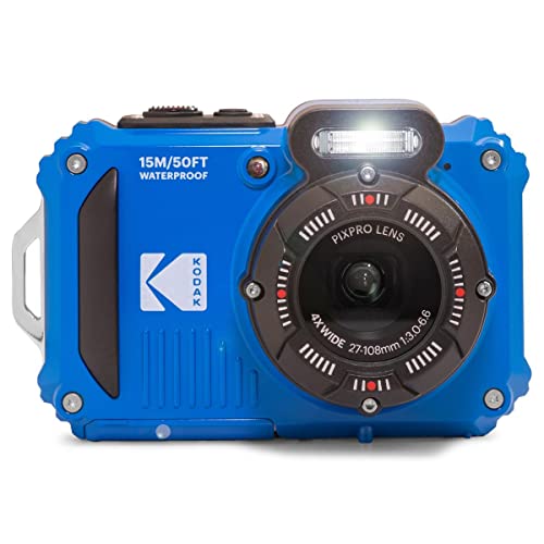 KODAK PIXPRO WPZ2 Rugged Waterproof Shockproof Dustproof WiFi Digital Camera 16MP 4X Optical Zoom 1080P Full HD Video Vlogging Camera 2.7" LCD (Blue)