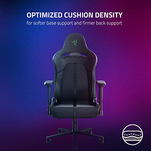 Razer Enki X Essential Gaming Chair: All-Day Comfort - Built-in Lumbar Arch - Optimized Cushion Density - Dual-Textured, Eco-Friendly Synthetic Leather - Adjustable 152-degree Recline - Black