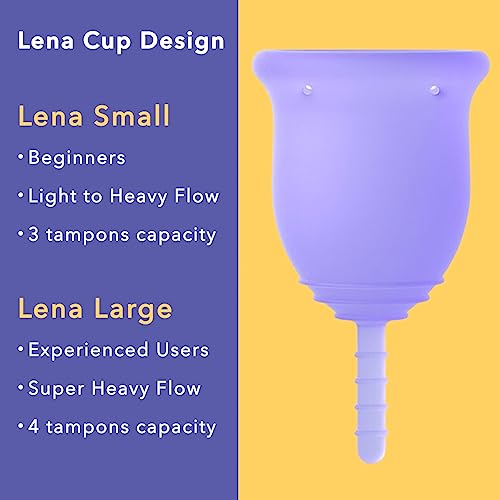 Lena Classic Menstrual Cup - Reusable, Soft Silicone, Light to Heavy Flow, Beginner User - Ideal Alternative to Tampons, Pads, Period Underwear - for Period Solution - Regular Turquoise - 1 count