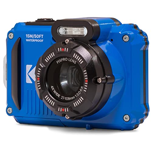 KODAK PIXPRO WPZ2 Rugged Waterproof Shockproof Dustproof WiFi Digital Camera 16MP 4X Optical Zoom 1080P Full HD Video Vlogging Camera 2.7" LCD (Blue)