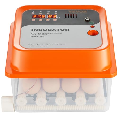 VEVOR NLF64-5280 Incubators for Hatching, Automatic Turner with with Temperature and Humidity Control, 12 Eggs Poultry Hatcher with ABS Transparent Shell for Chicken, Duck, Quail, Blue