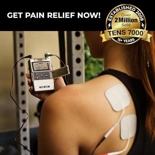 TENS 7000 Rechargeable Tens Unit Muscle Stimulator, EMS Muscle Stimulator, Back Pain Relief, 4 Electrodes/Unit Pads, Period Pain Simulator, Muscle Recovery & Growth, Stim Machine, Electrotherapy