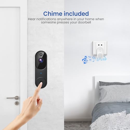 CutePanda 1080P Wireless Doorbell Video Camera, AI Human Detection, Chime Ringer Included, 2.4G WiFi, Night Vision, Instant Alerts, 2-Way Audio, Cloud Storage, Indoor Outdoor Surveillance