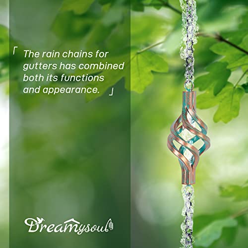 dreamysoul 9.7FT Rain Chain, Iron Rain Chain for Gutters, Bronze Bird Cage Decorative Rain Chains for Downspouts Adjustable Length