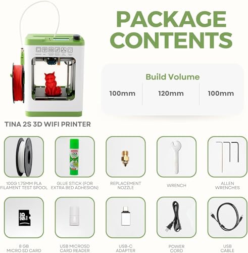 Fully Assembled Mini 3D Printer for Kids and Beginners - Complete Starter Kit with Auto Leveling 3D Printing Machine, 10M PLA Filament, and SD Card - WiFi 3D Home Printer for MAC, Windows, and Linux