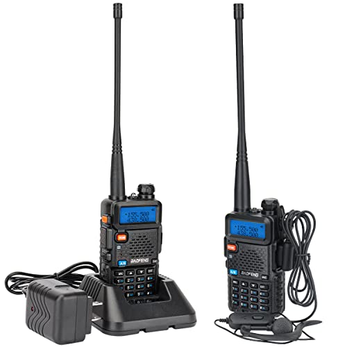 Baofeng UV-5R Ham Radio Long Range UV5R Wakie Talkies Dual Band VHF UHF Rechargeable Handheld Two Way Radio for Survival Gear,2Pack