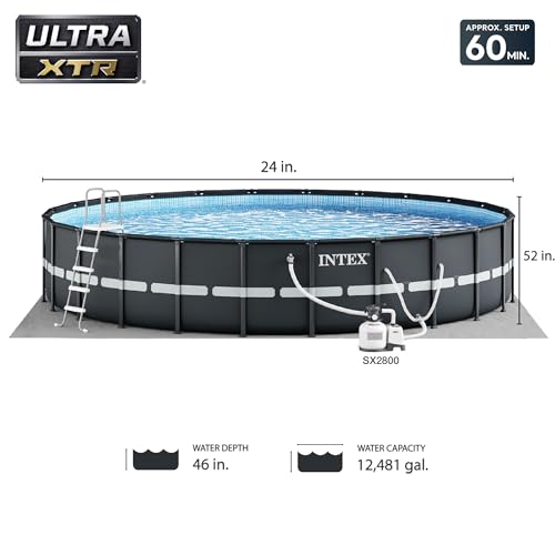 INTEX 26339EH Ultra XTR Deluxe above Ground Swimming Pool Set: 24ft x 52in – includes 2800 GPH Cartridge Sand Filter Pump – SuperTough Puncture Resistant – Rust Resistant – Easy to Assemble