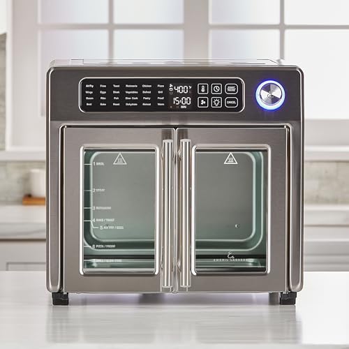 Emeril Lagasse 26 QT Extra Large Air Fryer, Convection Toaster Oven with French Doors, Stainless Steel