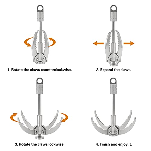 GYANDULY Large Grappling Hook with 65ft Rope, 4-Claw Folding Stainless Steel Grapple Hooks for Outdoor Survival, Camping, Hiking, Tree &Mountain Climbing