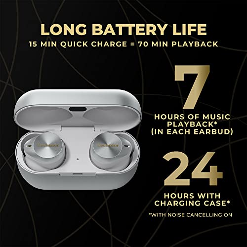 Technics Premium Hi-Fi True Wireless Bluetooth Earbuds with Advanced Noise Cancelling, 3 Device Multipoint Connectivity, Wireless Charging, Hi-Res Audio + Enhanced Calling - EAH-AZ80-S (Silver)