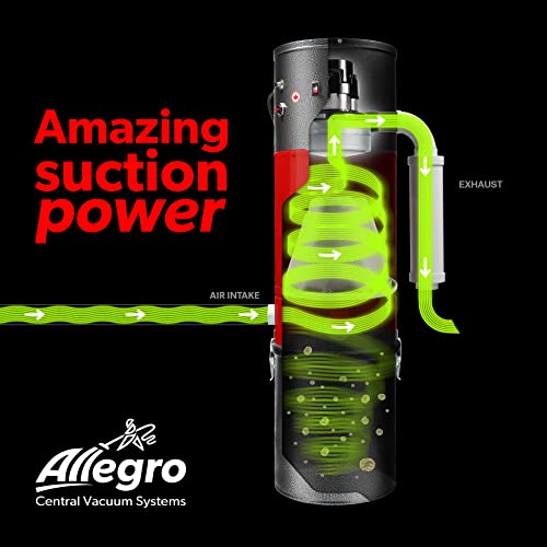 Allegro MU4500 Heavy Duty Powerful Central Vacuum System with Complete Premium Deluxe with Air Turbo Nozzle,Hose and Accessories-Ideal for Hardwood Floors, Area Rugs and Berber Carpeting (30 ft)