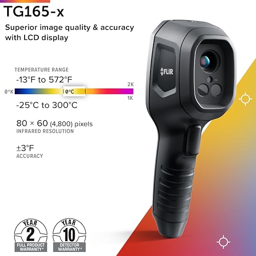 FLIR TG165-X Thermal Imaging Camera with Bullseye Laser: Commercial Grade Infrared Camera for Building Inspection, HVAC and Electrical