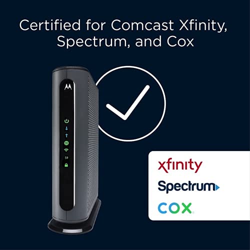 Motorola MG7700 Modem with Built in WiFi | Approved for Comcast Xfinity, Cox, Spectrum | for Plans Up to 800 Mbps | DOCSIS 3.0 + Gig WiFi Router (Renewed)