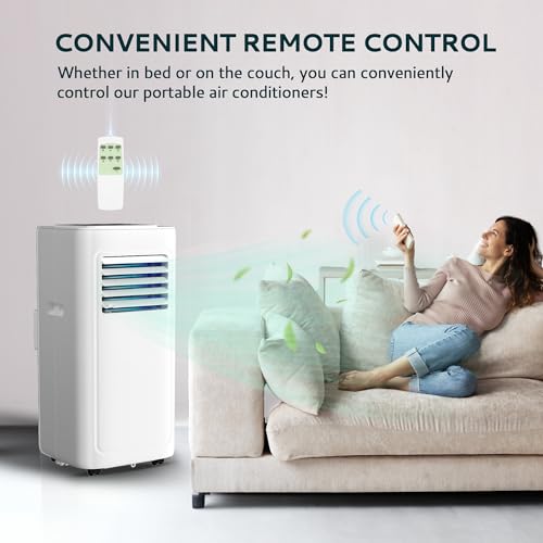 EUHOMY 8,000 BTU Portable Air Conditioner Floor Room AC Unit with Cool, Dehumidifier, Fan Mode,Portable Cooling AC Unit with Installation Kit with Remote Control up to 350 sq. ft.,White