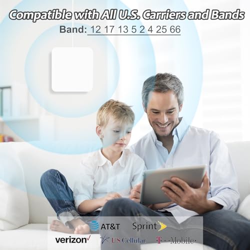 Cell Phone Booster for Home & Multi-Room, Cell Phone Signal Booster with 2 Indoor Antennas for Band 66/2/4/5/12/17/13/25,Up to 6000 Sq.Ft,Boost 4G 5G LTE Data for All U.S. Carriers, FCC Approved