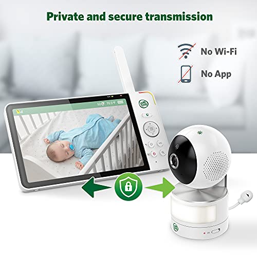 LeapFrog LF920HD Baby Monitor with Camera and Audio, 7" HD LCD Display, Color Day&Night Vision, 360 Pan-tilt, 8XZoom, Night Light, Temp & Humidity Sensor, Up to 1000ft, Secure Transmission No WiFi