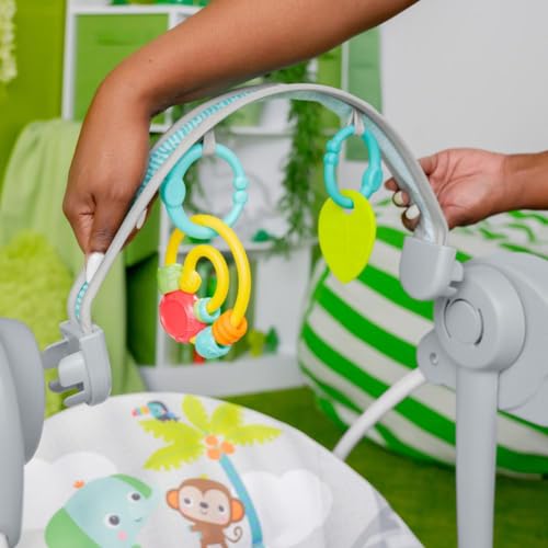 Bright Starts Playful Paradise Portable Compact Automatic Baby Swing with Music, Unisex, Newborn +