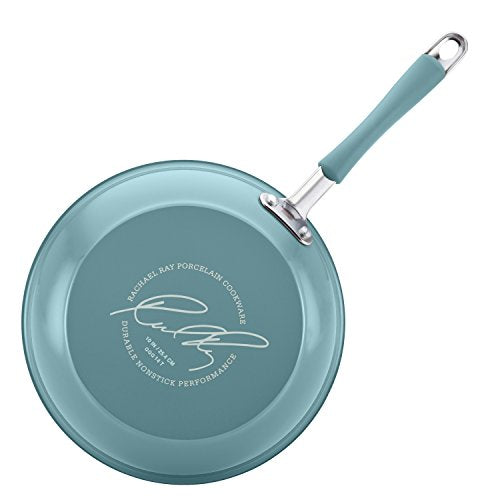 Rachael Ray Cucina Nonstick Cookware Pots and Pans Set, 12 Piece, Agave Blue