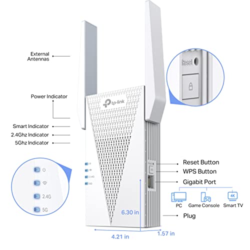 TP-Link AX3000 WiFi 6 Range Extender, PCMag Editor's Choice, Dual Band WiFi Repeater Signal Booster with Gigabit Ethernet Port, Access Point, APP Setup, OneMesh Compatible (RE715X)