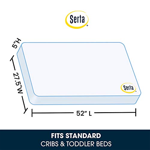 Serta Perfect Start Dual Sided Baby Crib Mattress & Toddler Mattress - Waterproof - 6" Premium Sustainably Sourced Fiber Core - GREENGUARD Gold Certified – 7 Year Warranty - Made in USA