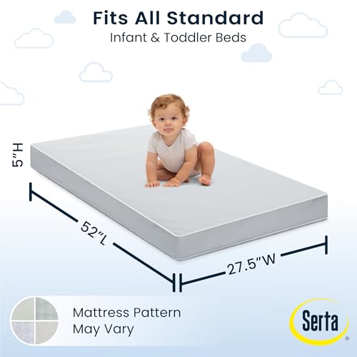 Serta Perfect Start Limited Dual Sided Baby Crib Mattress and Toddler Mattress, Breathable Fiber Core, GREENGUARD Gold Certified, Waterproof, 7 Year Warranty, Made in USA