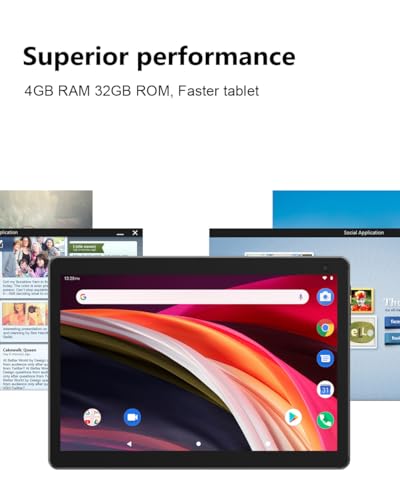 COOPERS Tablet 10 inch Android Tablets, Android 12 Tablet Quad Core Processor 32GB Storage Tablet Computer, 4GB RAM, 8MP Camera, Long Battery Life Black