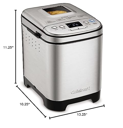 Cuisinart Bread Maker Machine, Compact and Automatic, Customizable Settings, Up to 2lb Loaves, CBK-110P1, Silver,Black