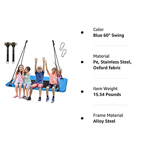 Trekassy 700lb Giant 60" Platform Tree Swing for Kids and Adults Waterproof 2 Hanging Straps (Blue)