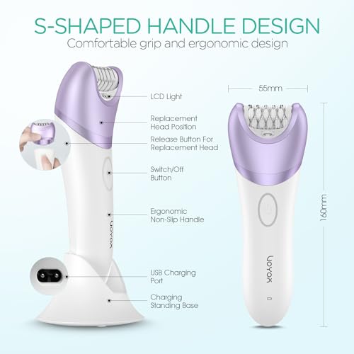 VOYOR Epilator for Women, 3 in 1 Epilator Hair Removal for Women, Epilators Hair Remover for Leg Arm with 30 Tweezers, Rechargeable & Cordless Electric Lady Shaver & Trimmer BM300 (Purple)