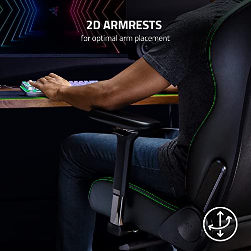 Razer Enki X Essential Gaming Chair: All-Day Comfort - Built-in Lumbar Arch - Optimized Cushion Density - Dual-Textured, Eco-Friendly Synthetic Leather - Adjustable 152-degree Recline - Black