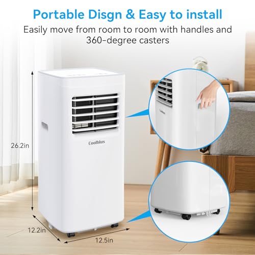 Coolblus Portable Air Conditioner,12000 BTU portable ac up to 550 Sq,3 IN 1 with Remote Control,Sleep Mode,White